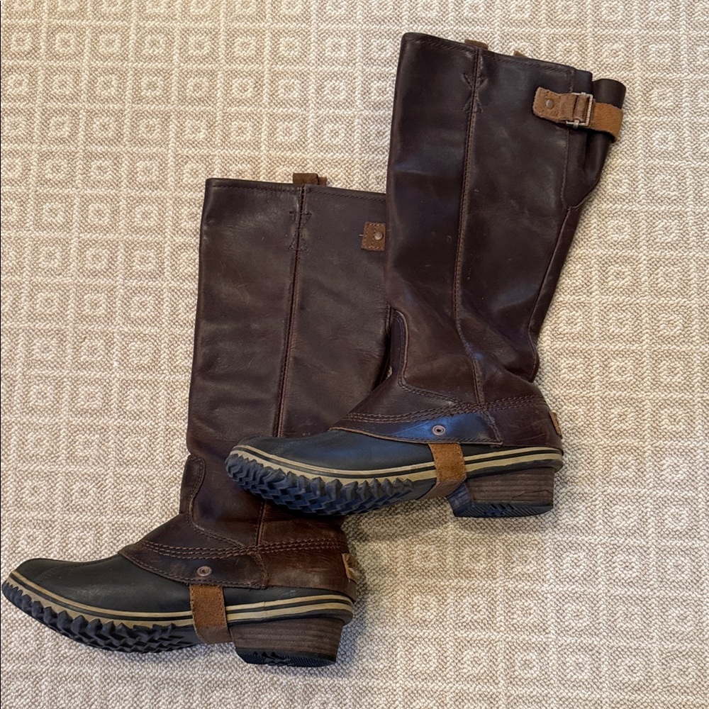 Brown and Black Knee-High Boots